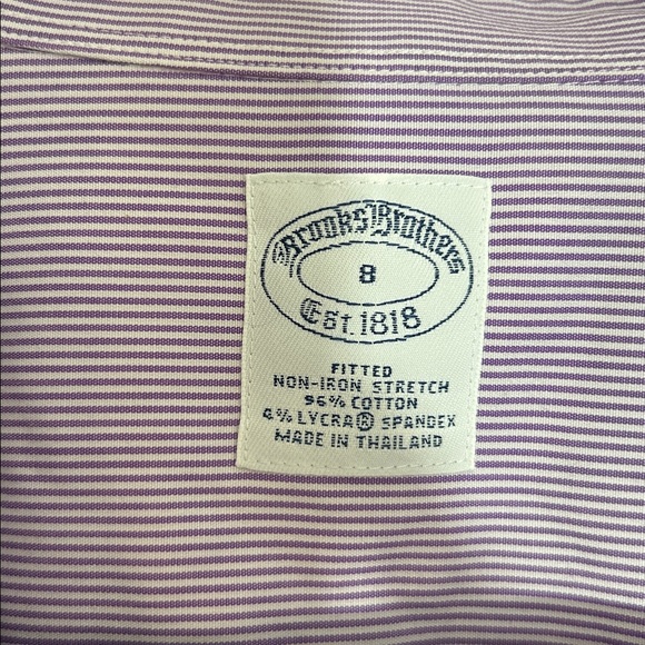 Brooks Brothers Wisteria Purple & White Striped Button Down Top size 8 NWT - Picture 2 of 7